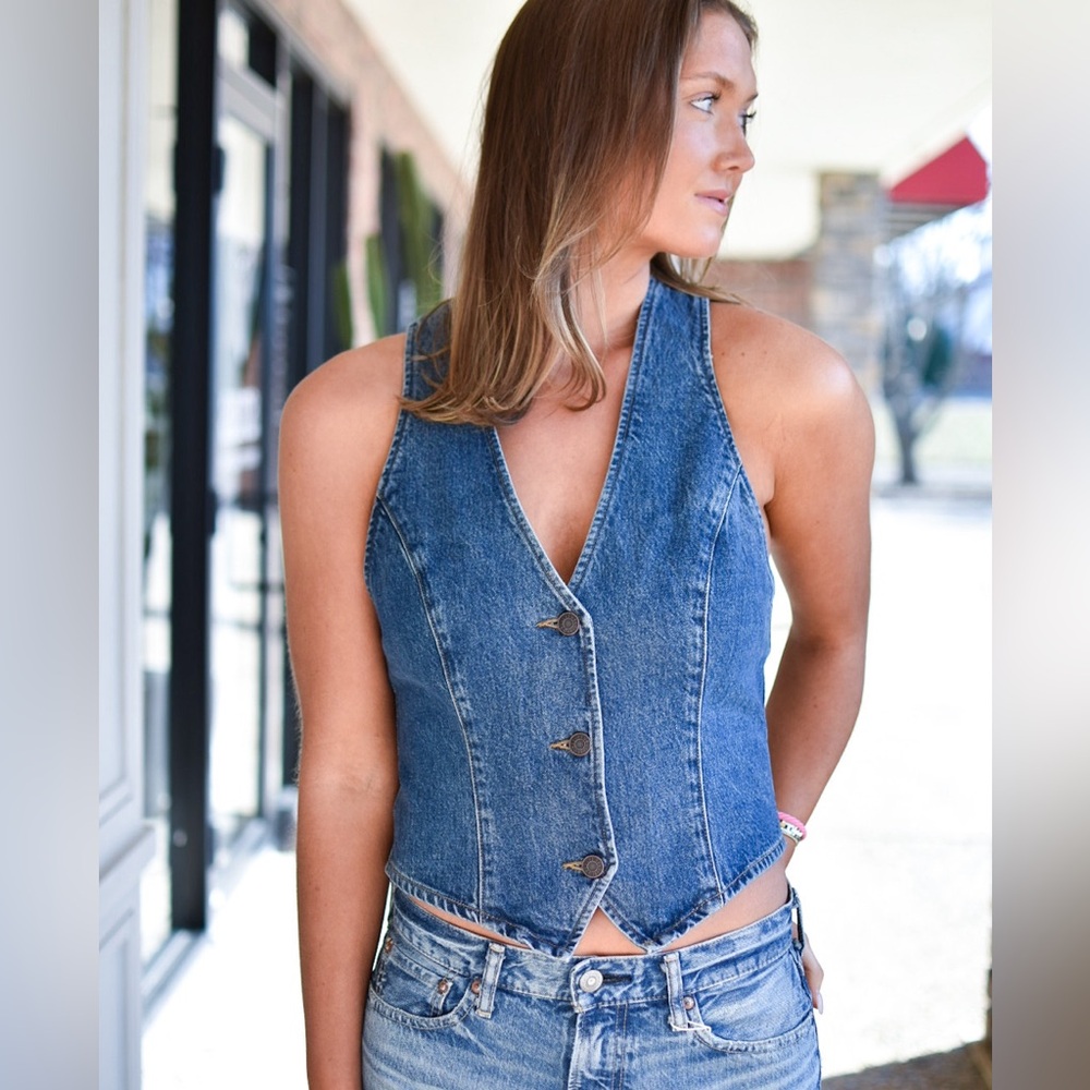 Agolde Jean vest Aritzia Heller vest denim women’s shirt top XL
